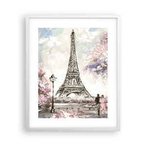 Poster în ramă albă - Plimbare în aprilie la Paris - 40x50 cm