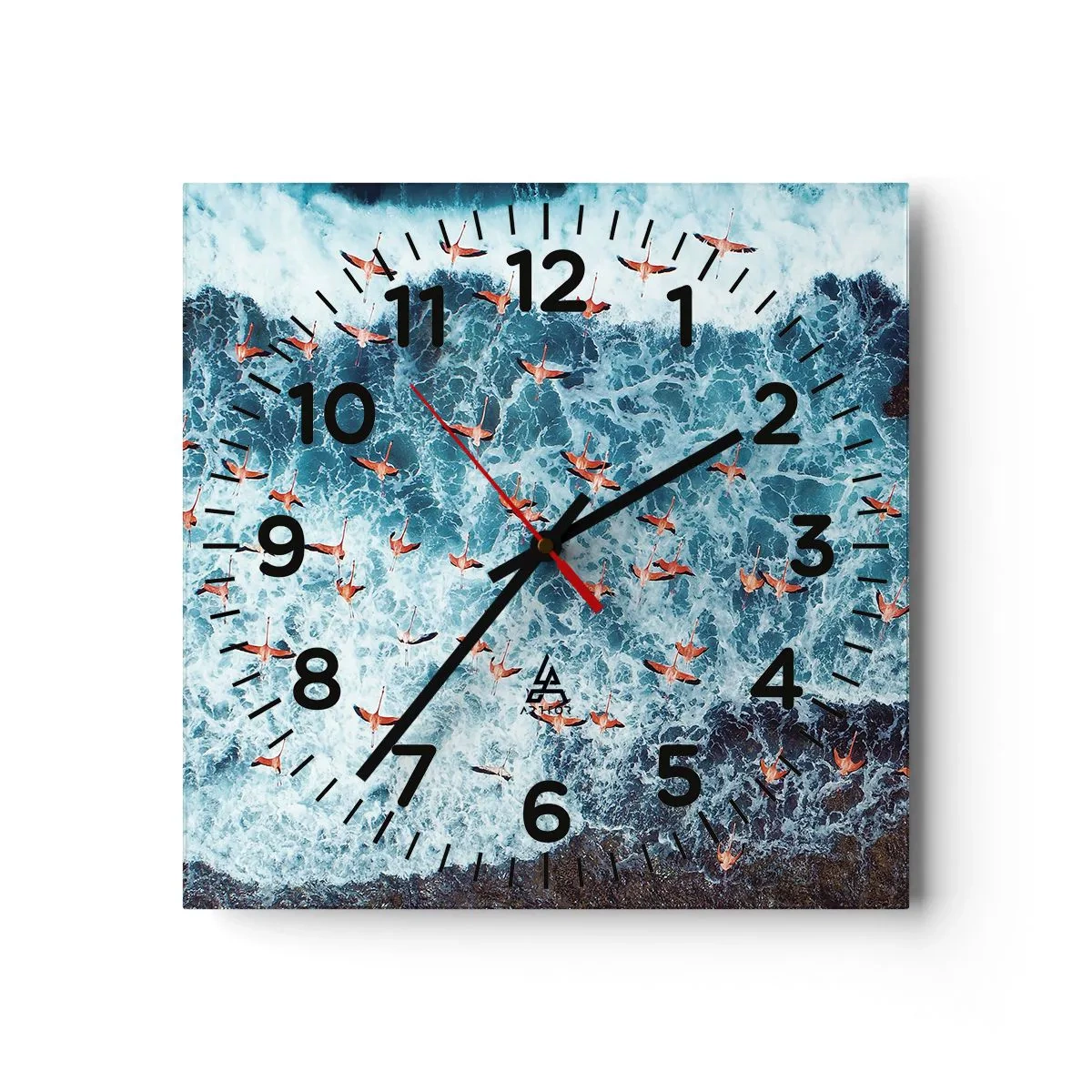 Ceas de perete - Ceas pe sticlă - Parada de la malul mării - 40x40 cm