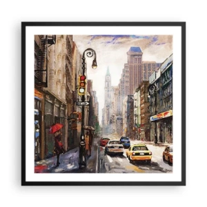Poster în ramă neagră - New York - plin de culoare și în ploaie - 60x60 cm