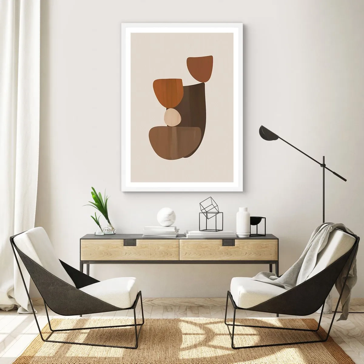 Poster în ramă albă - Compoziție în bronz - 70x100 cm