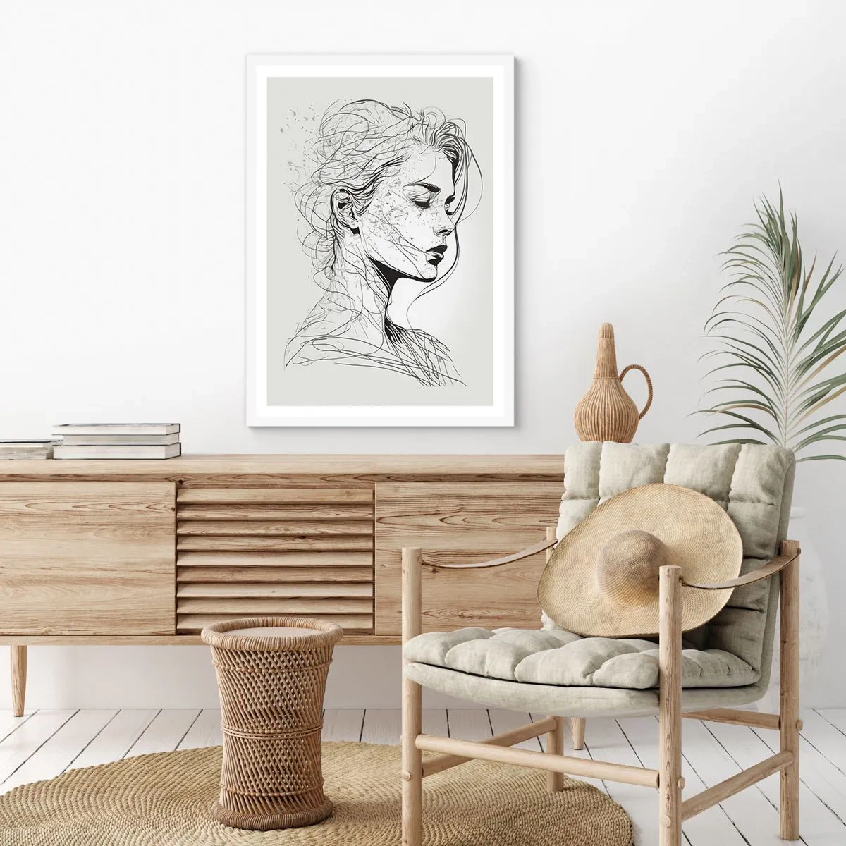 Poster în ramă albă - Desenată cu linii - 40x50 cm