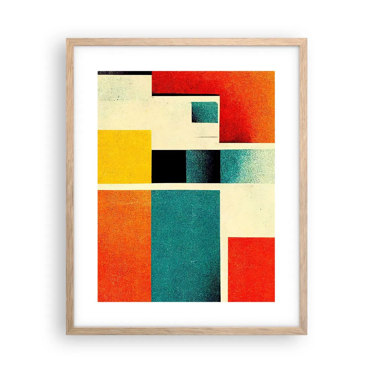 Poster în ramă de stejar deschis - Abstracție geometrică - energie bună - 40x50 cm