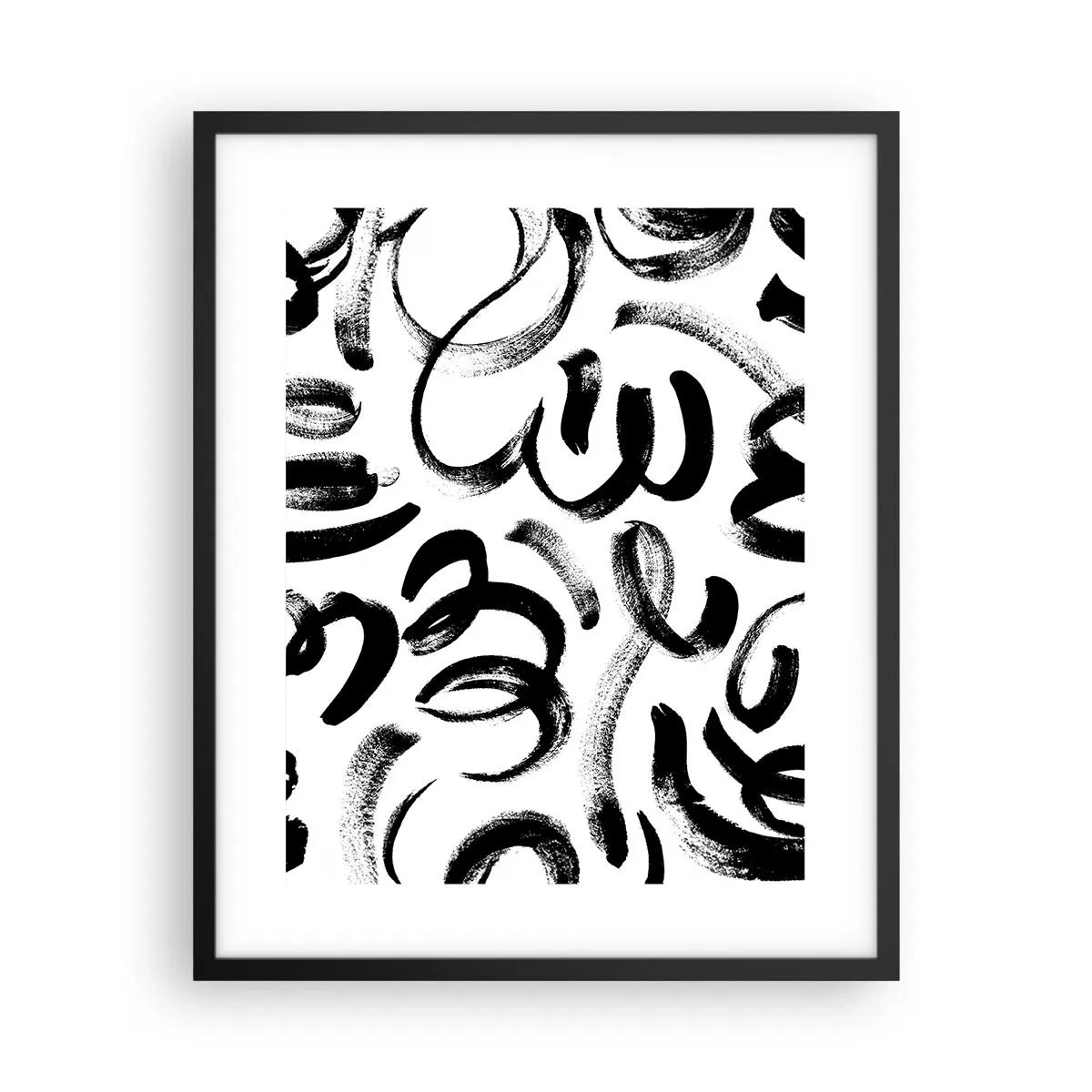 Poster în ramă neagră - Negru pe alb - 40x50 cm