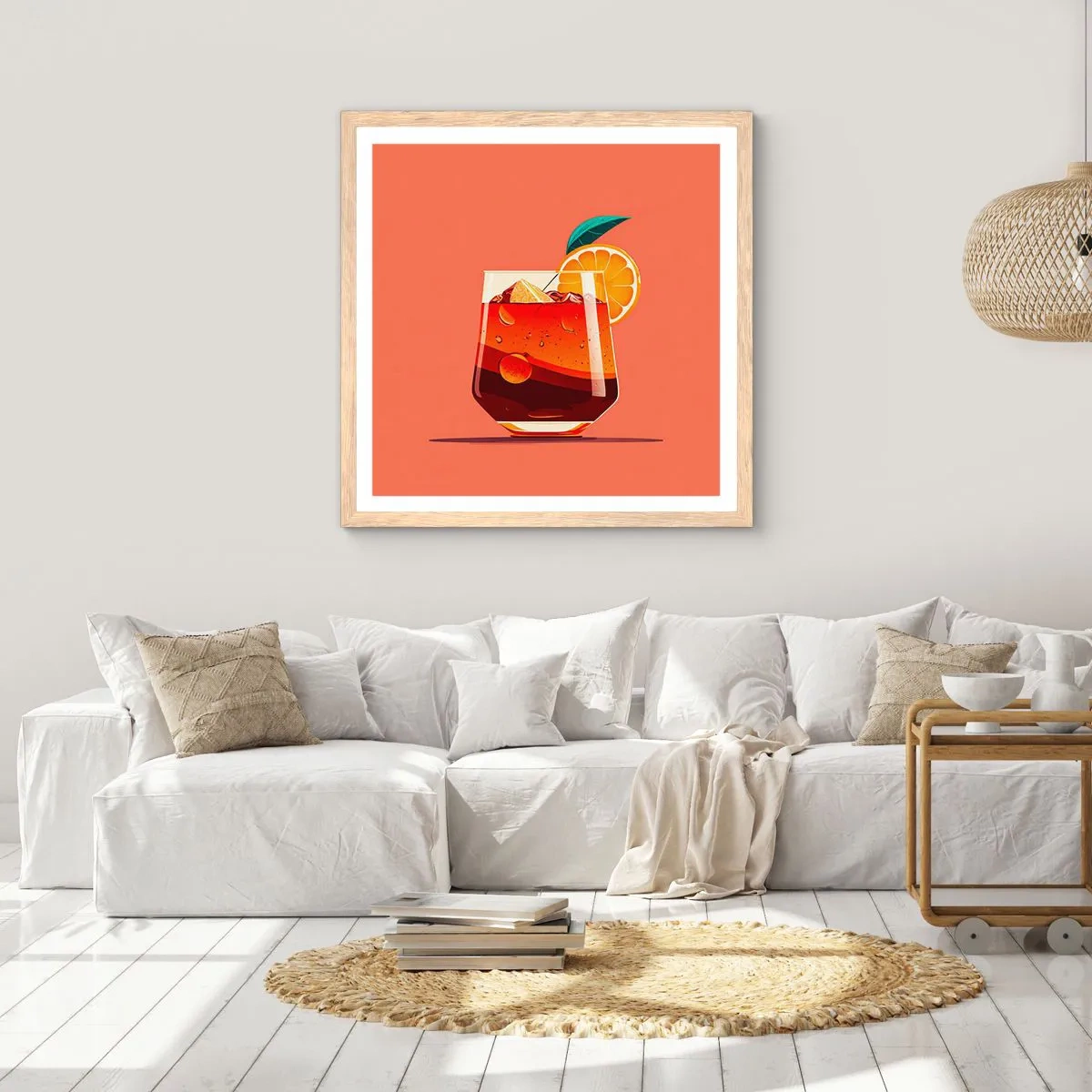 Poster în ramă de stejar deschis - Răcoare de vară - 40x40 cm