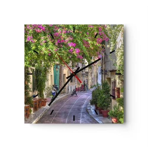 Ceas de perete - Ceas pe sticlă - Alee înfloritoare - 30x30 cm
