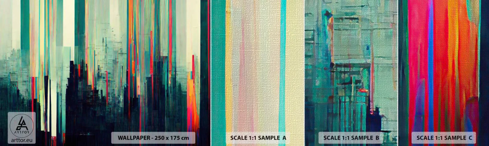 Mostră tapet Premium Canvas - Oraș futurist - Abstracția, Tehnologie, Oraș - 100x30 cm