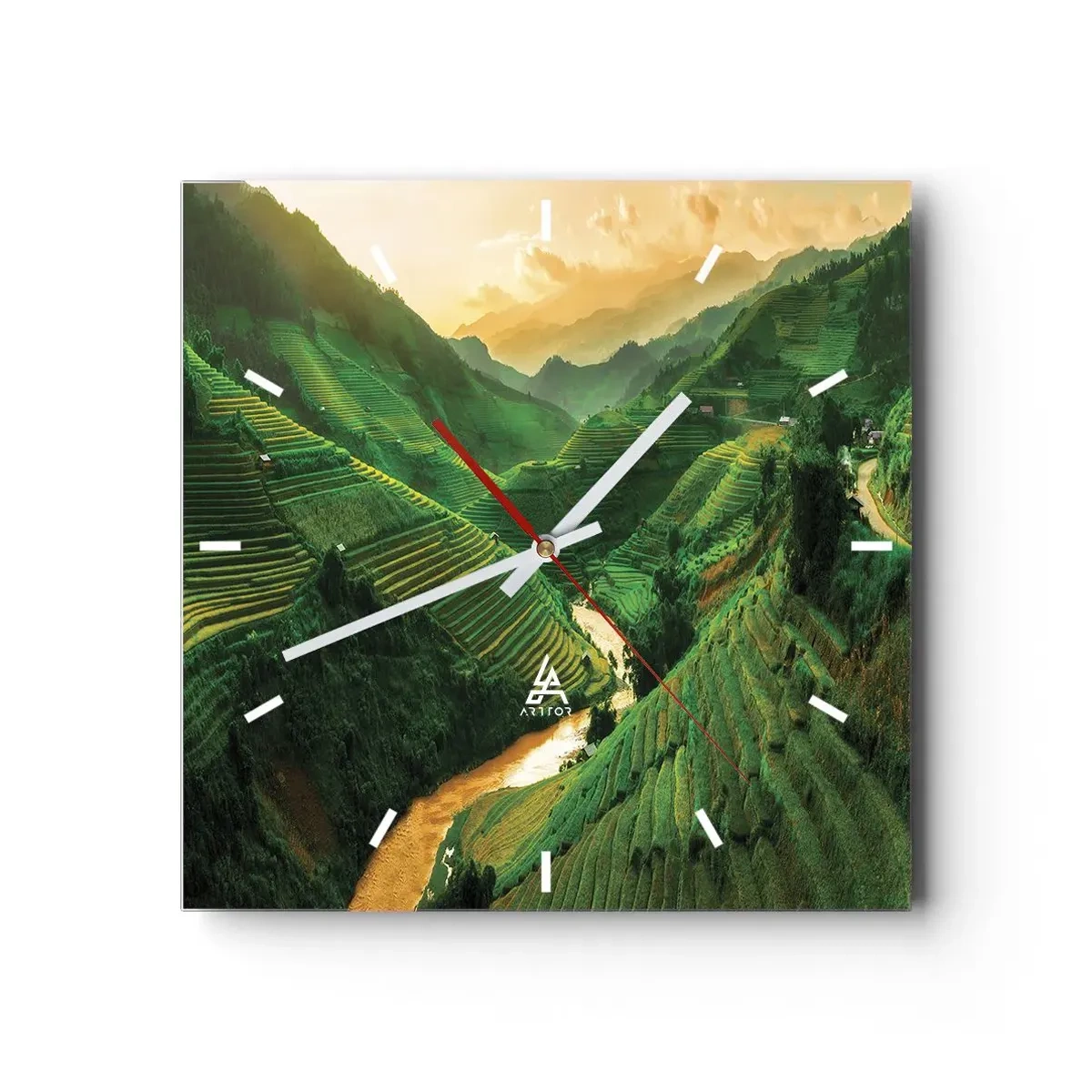 Ceas de perete - Ceas pe sticlă - Valea vietnameză - 30x30 cm