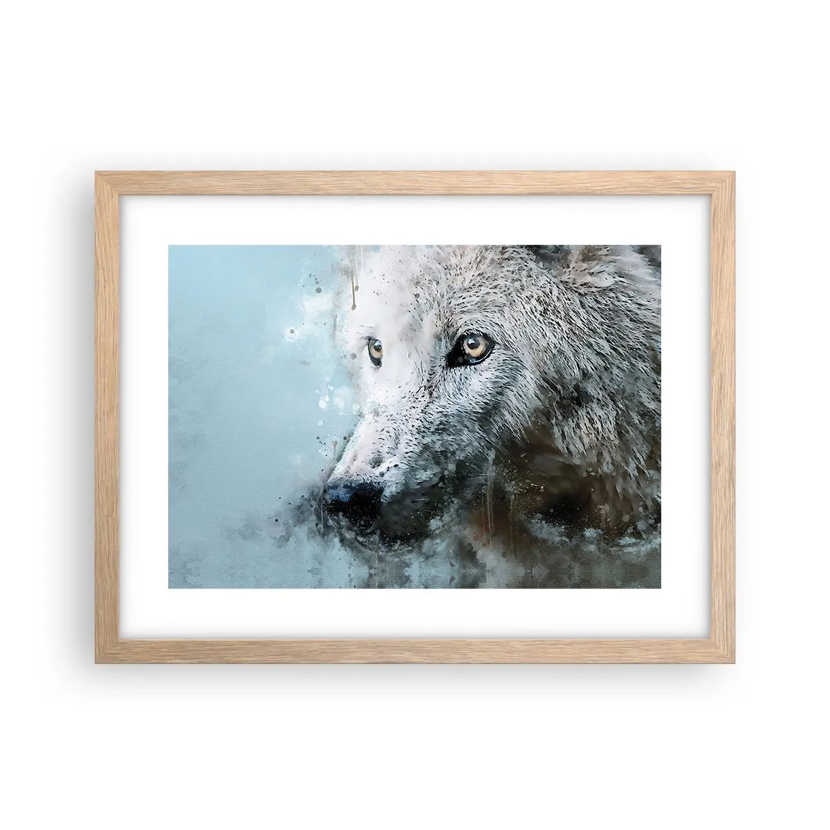 Poster în ramă de stejar deschis - Faceți cunoștință cu sufletul lupului - 40x30 cm