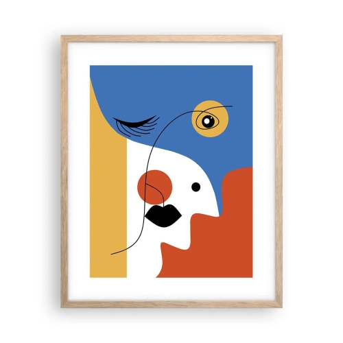 Poster în ramă de stejar deschis - Portret deconstruit - 40x50 cm