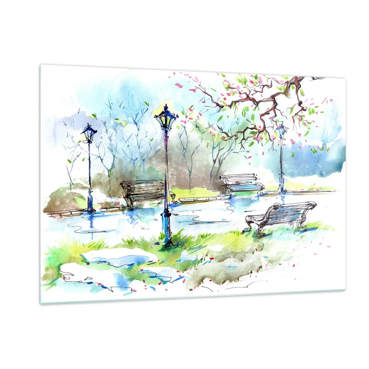 Tablou pe sticlă - Magia liniștii din parc - 120x80 cm