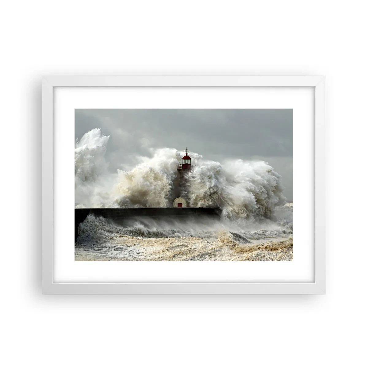 Poster în ramă albă - Mânia oceanului - 40x30 cm