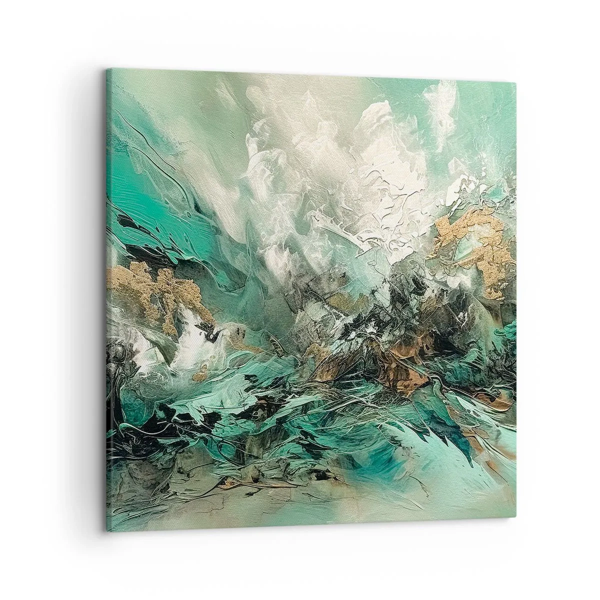 Tablou pe pânză - Fierbere negru-smarald - 50x50 cm