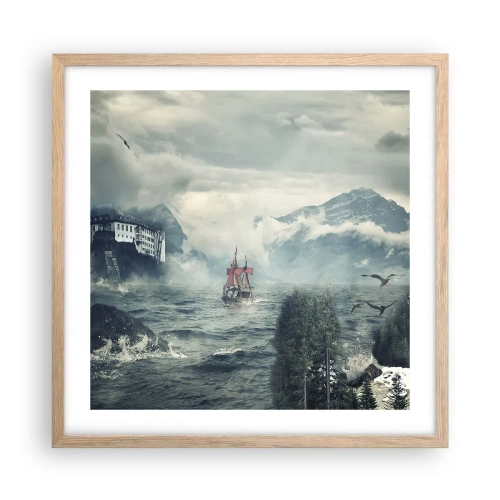 Poster în ramă de stejar deschis - Pe ape magice - 50x50 cm