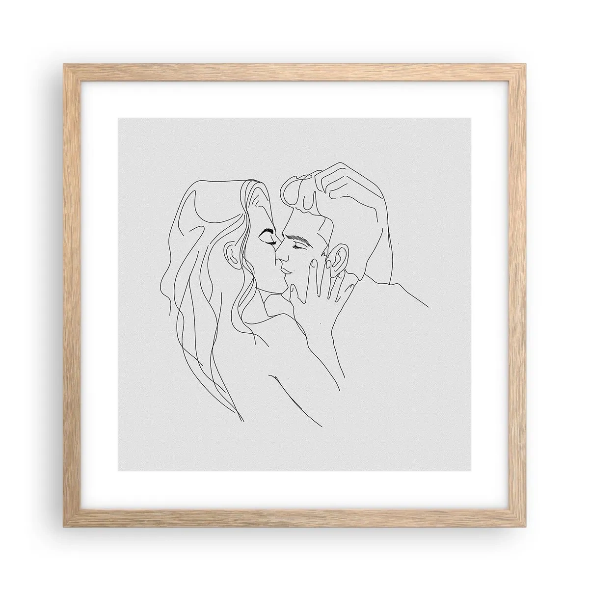 Poster în ramă de stejar deschis - Cu aceeași linie - 40x40 cm