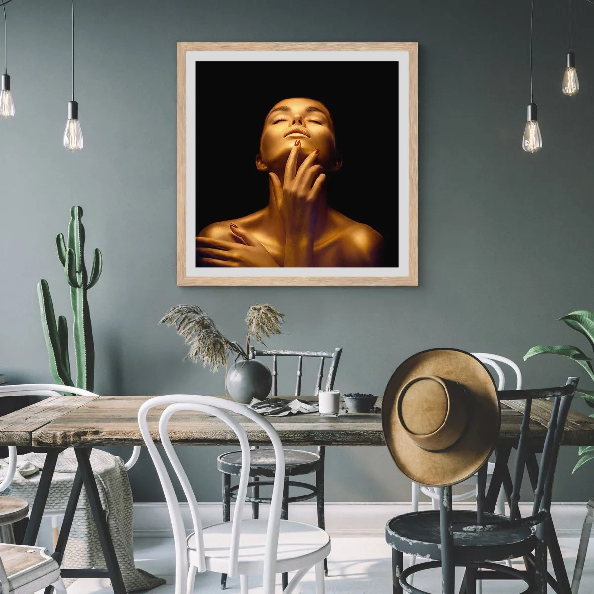 Poster în ramă de stejar deschis - Ca mătasea aurie - 50x50 cm