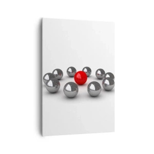 Tablou pe pânză - Cerc în argintiu și roșu - 70x100 cm