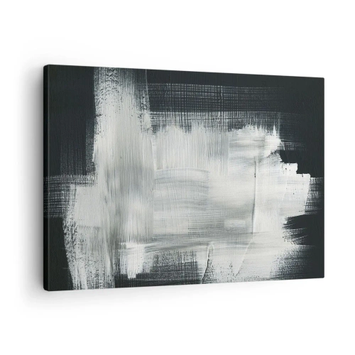Tablou pe pânză Canvas - Linii abstracte albe pe un fundal întunecat - 70x50cm - Țesut vertical și orizontal - Decorațiune modernă pentru perete pentru living și dormitor ARTTOR