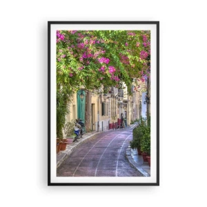 Poster în ramă neagră - Alee înfloritoare - 61x91 cm