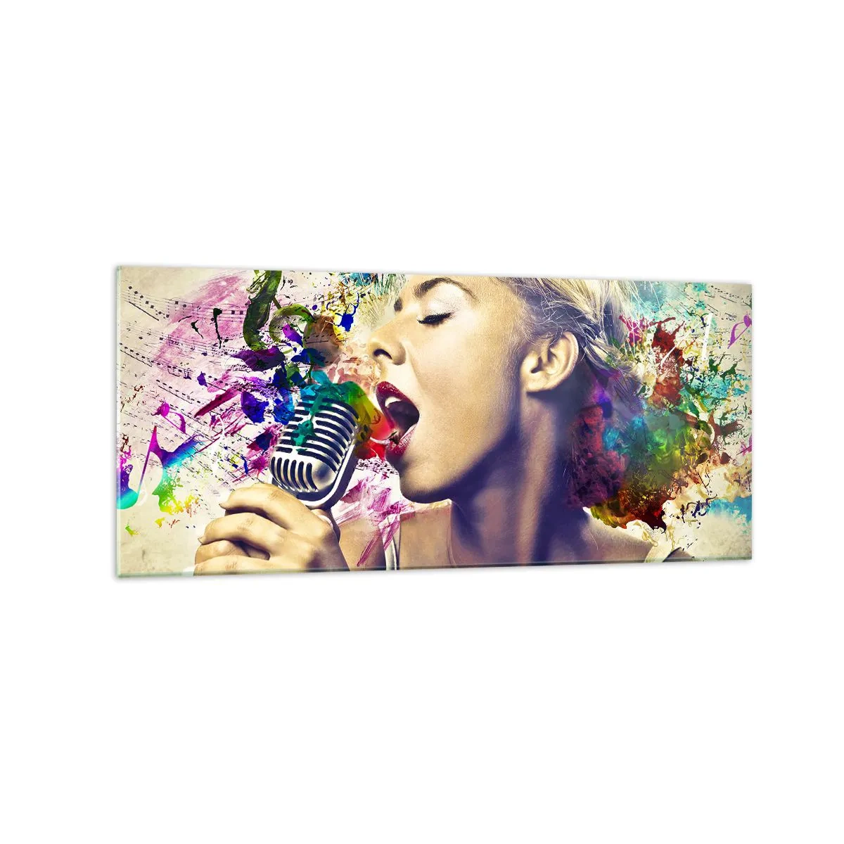 Tablou pe sticlă - Pictează lumea cu vocea ta - 120x50 cm
