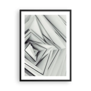 Poster în ramă neagră - Compoziție abstractă de triunghiuri geometrice în 3D - 50x70cm - Muguri cu unghiuri ascuțite - Decorațiune modernă pentru perete pentru living și dormitor ARTTOR