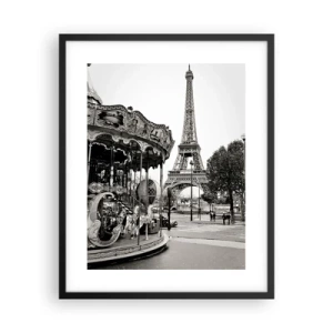 Poster în ramă neagră - Distracții retro pariziene - 40x50 cm