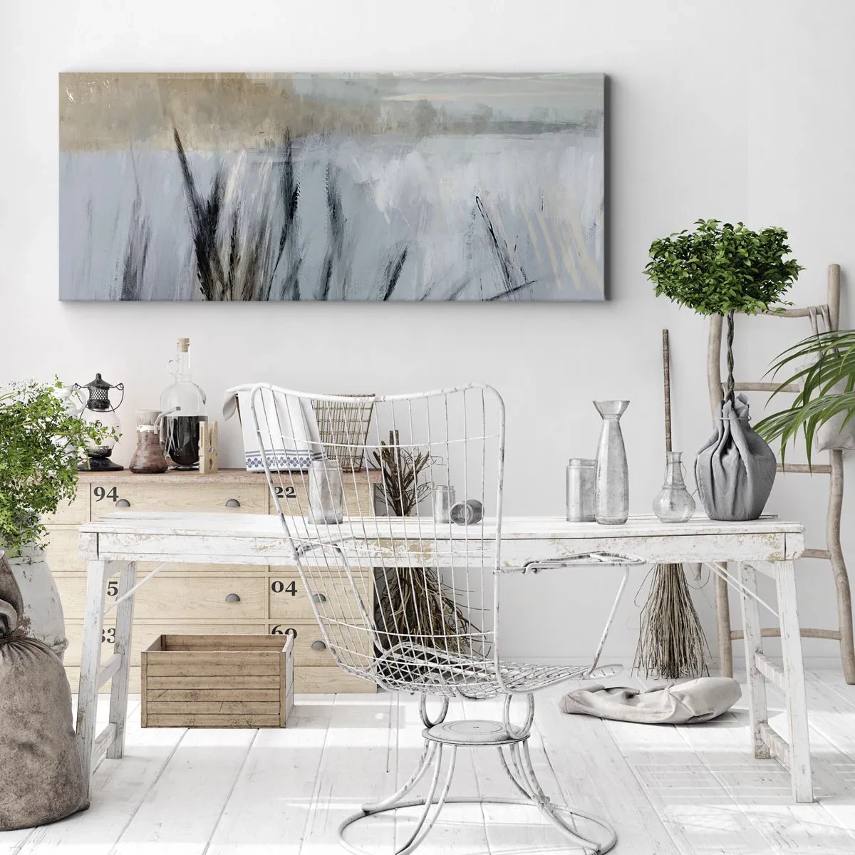 Tablou pe pânză - Câmpuri de iarnă - 140x50 cm