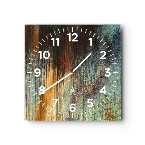Ceas de perete - Ceas pe sticlă - O compoziție cromatică neaccidentală - 30x30 cm