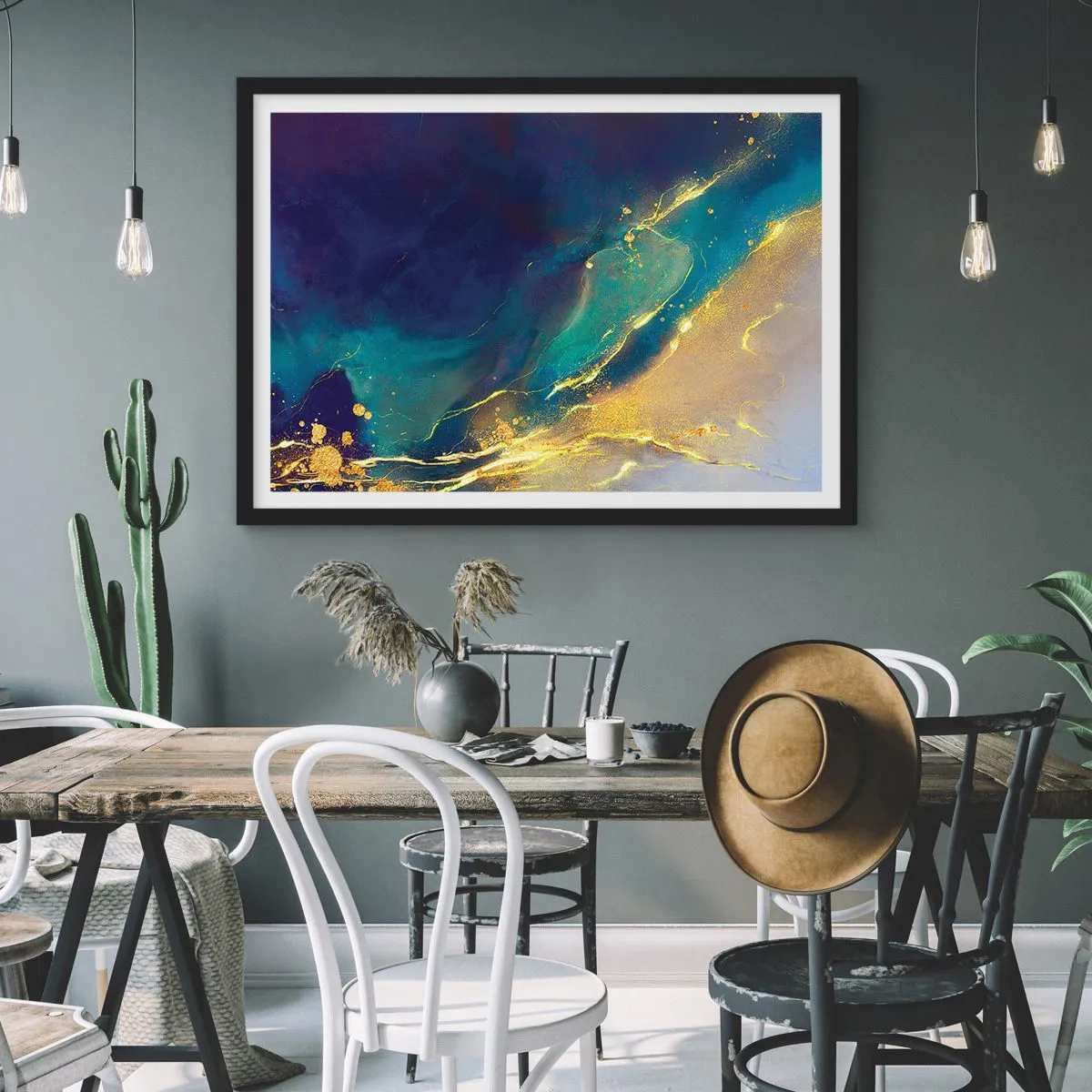 Poster în ramă neagră - Baltă de aur - 91x61 cm