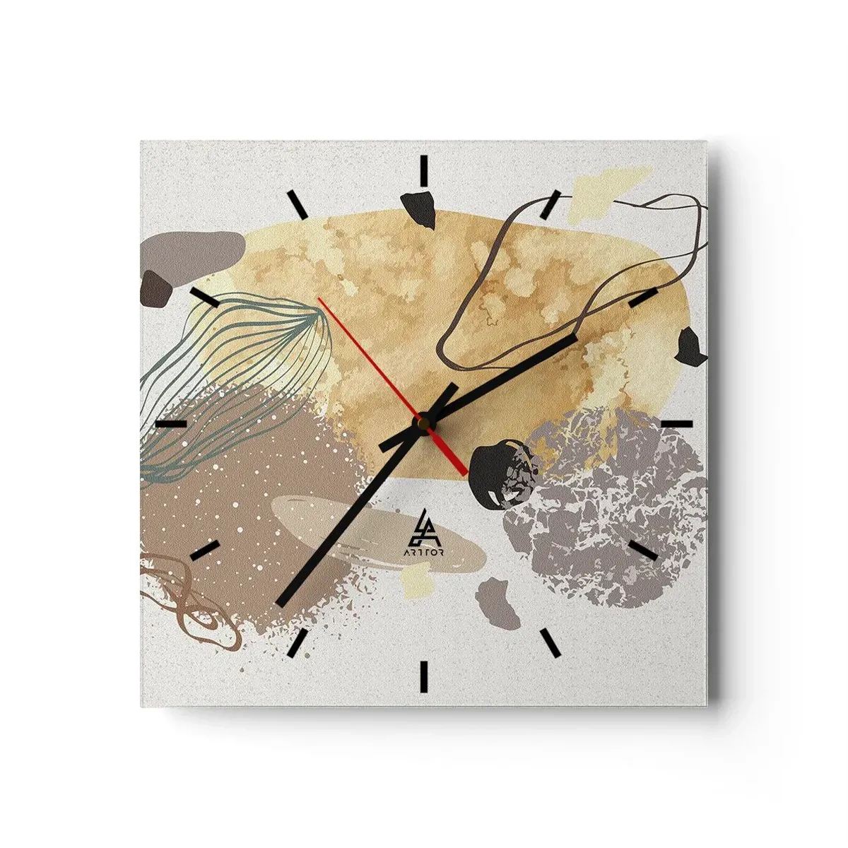 Ceas de perete - Ceas pe sticlă - Fluiditatea aplicată - 30x30 cm