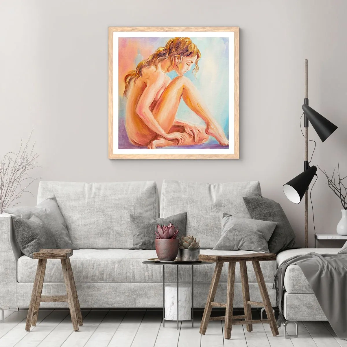 Poster în ramă de stejar deschis - Gest de tinerețe - 30x30 cm