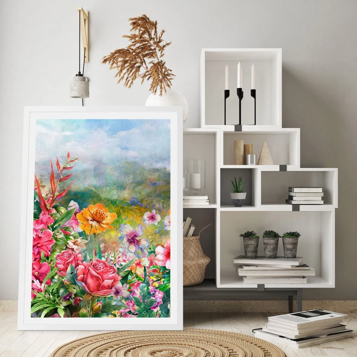 Poster în ramă albă - O grădină înnebunită - 61x91 cm