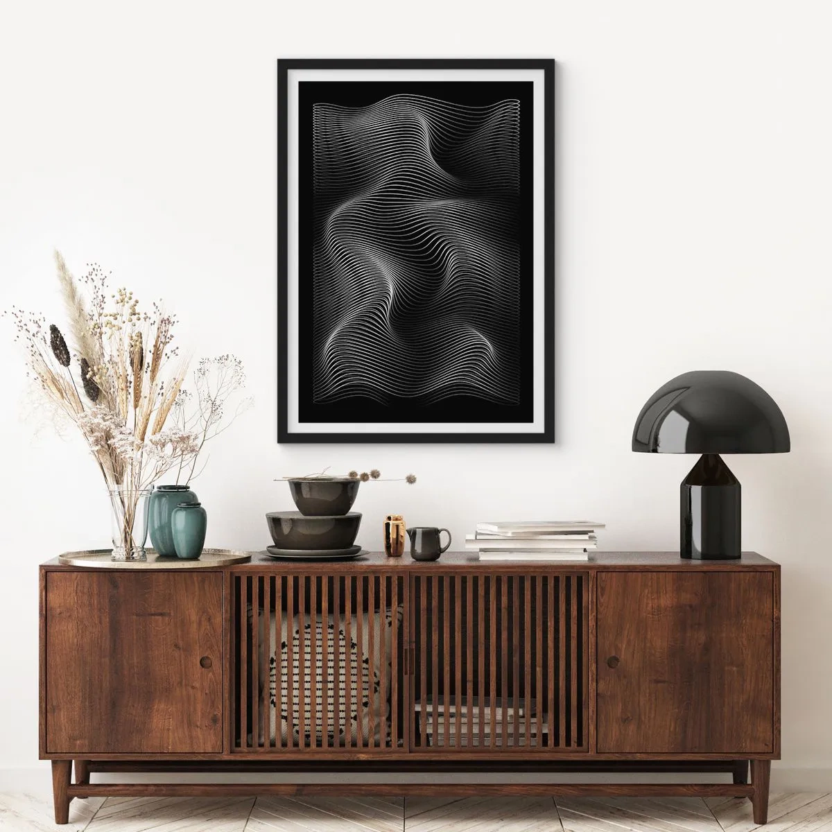 Poster în ramă neagră - Dansul luminii în spațiu - 61x91 cm
