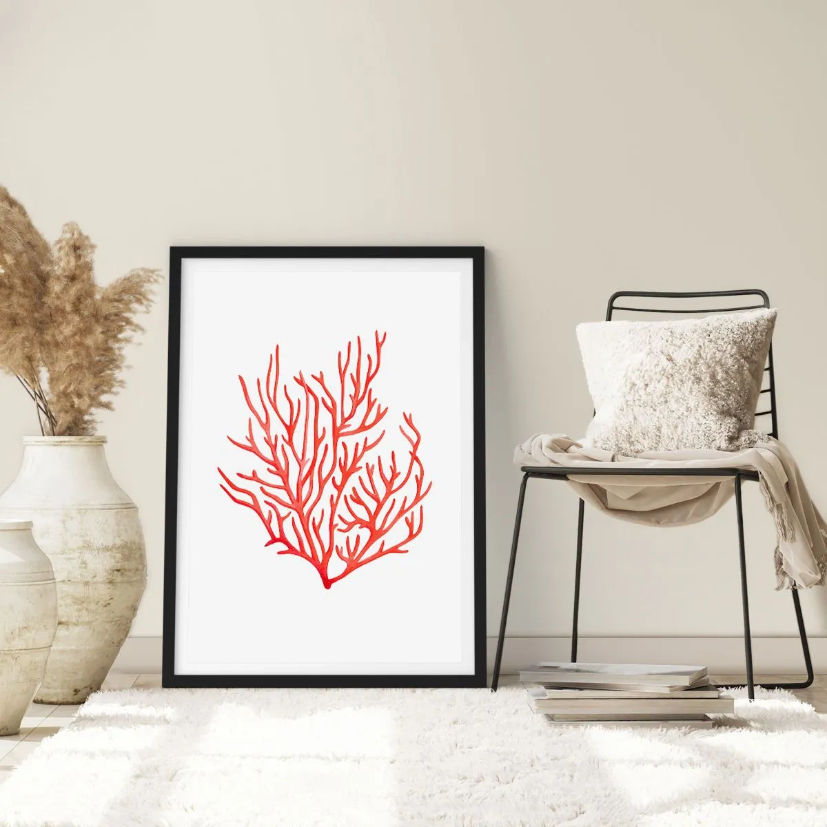 Poster în ramă neagră - Coral filigranat - 61x91 cm