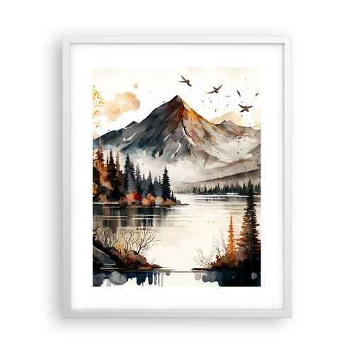 Poster în ramă albă - Toamna de aur în munți - 40x50 cm