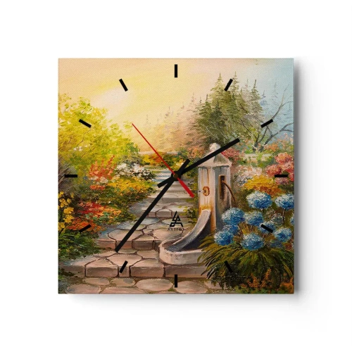 Ceas de perete - Ceas pe sticlă - În plină înflorire - 30x30 cm