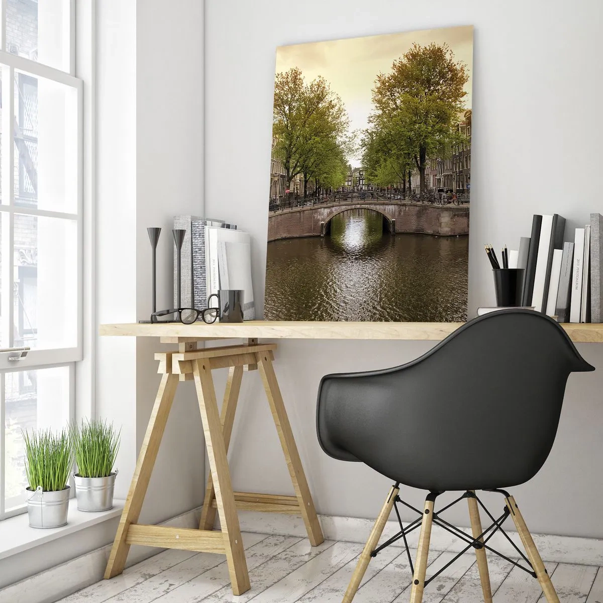 Tablou pe sticlă - Cu barca sau cu bicicleta? - 50x70 cm