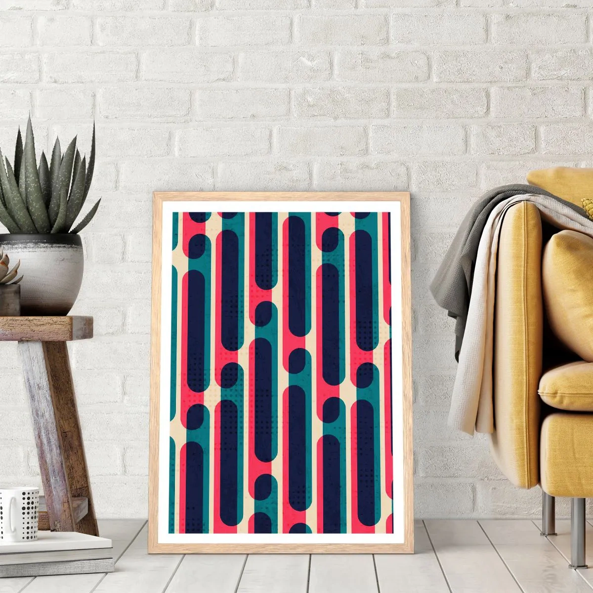 Poster în ramă de stejar deschis - Înăuntru și înainte - 40x50 cm