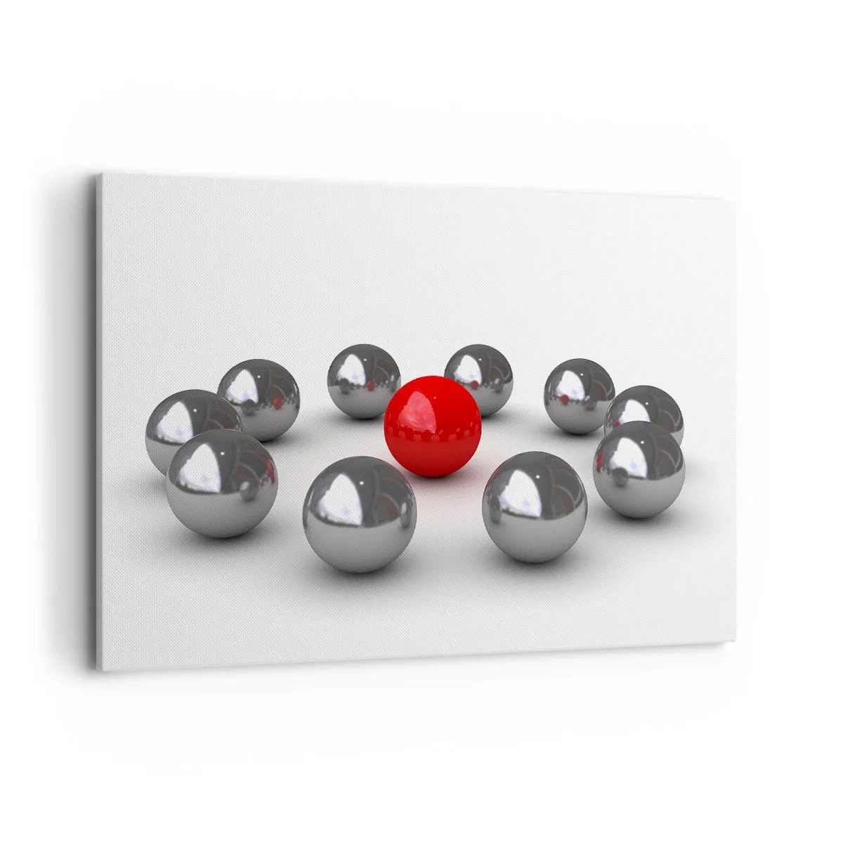 Tablou pe pânză - Cerc în argintiu și roșu - 120x80 cm