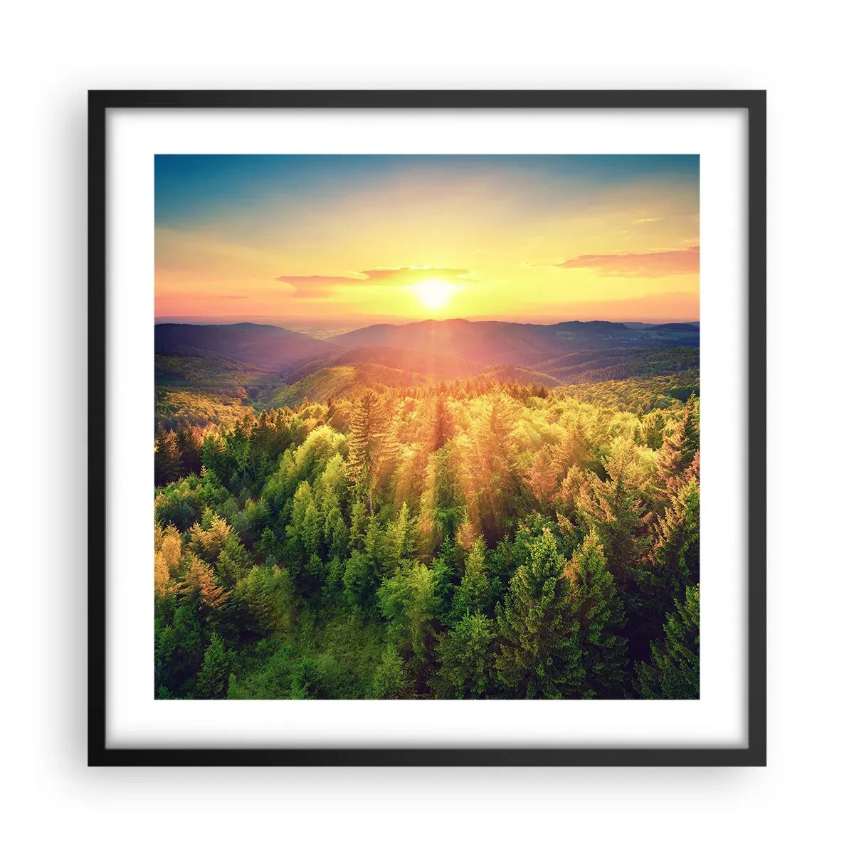 Poster în ramă neagră - Vârfuri și culmi - 50x50 cm