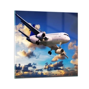 Tablou pe sticlă - Călătorie în alb și albastru - 50x50 cm