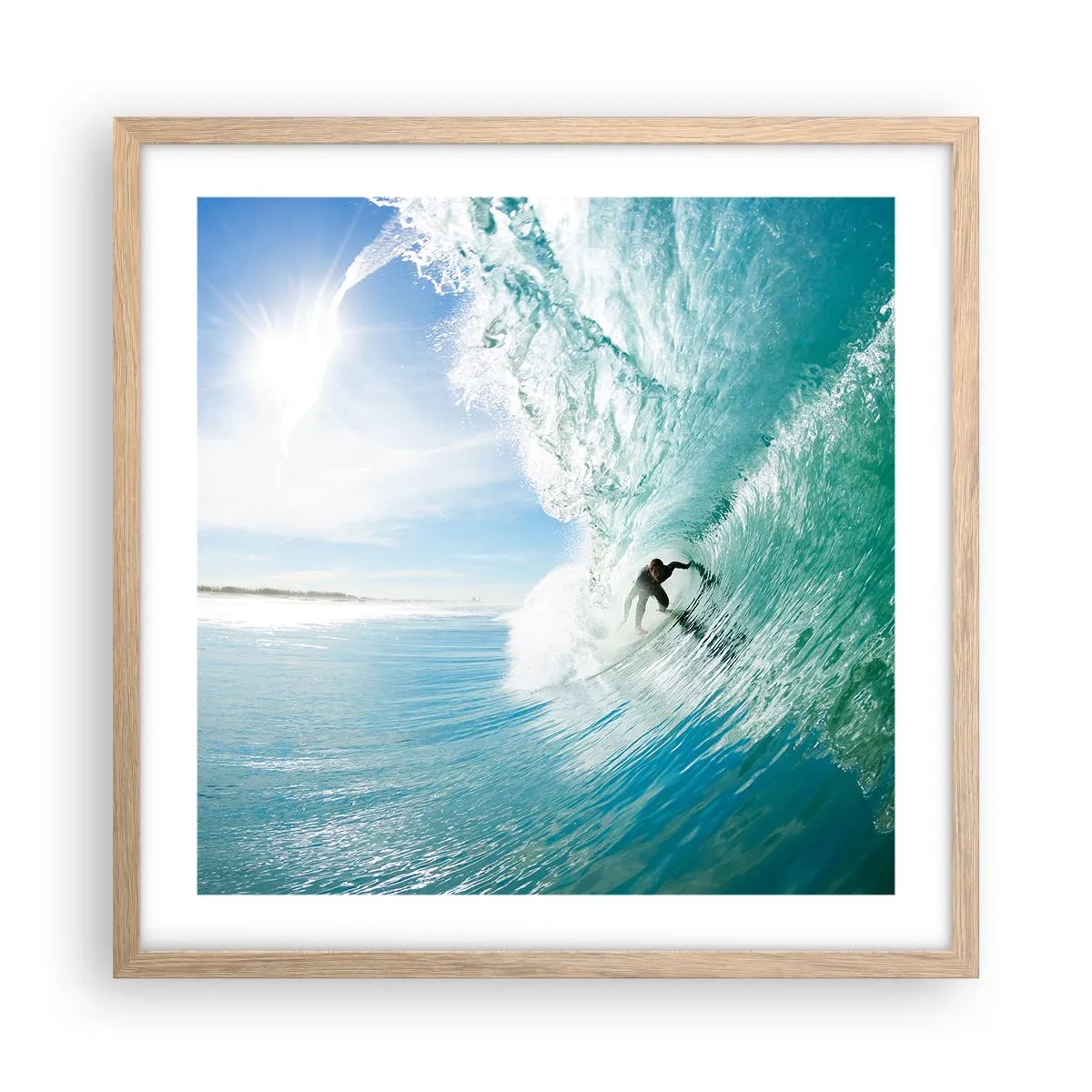 Poster în ramă de stejar deschis - Întotdeauna pe val - 50x50 cm