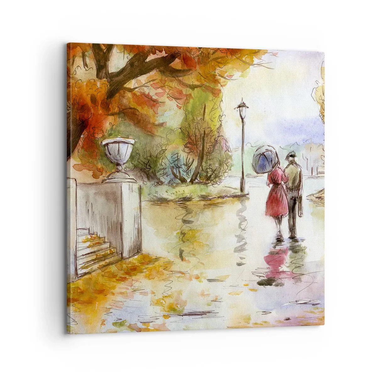 Tablou pe pânză - Toamnă romantică în parc - 60x60 cm
