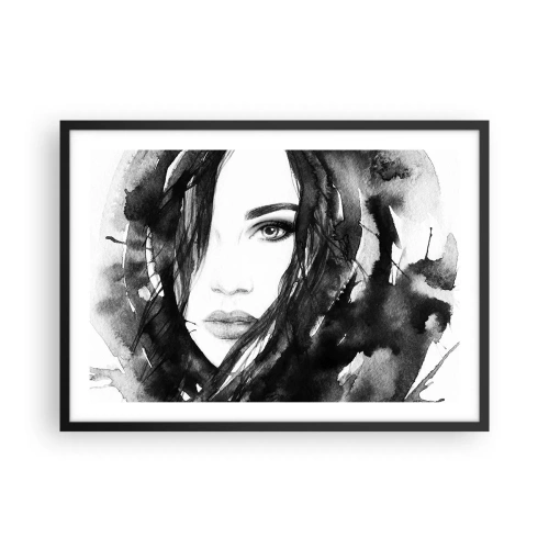 Poster în ramă neagră - Studiu unei dame în alb și negru - 70x50 cm