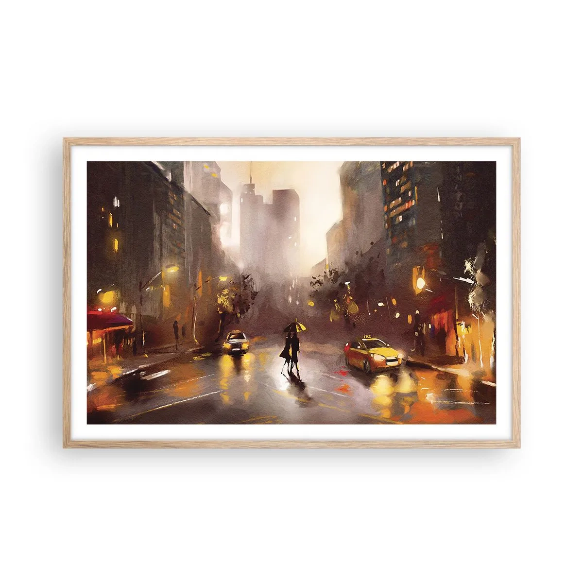 Poster în ramă de stejar deschis - În luminile New York-ului - 91x61 cm