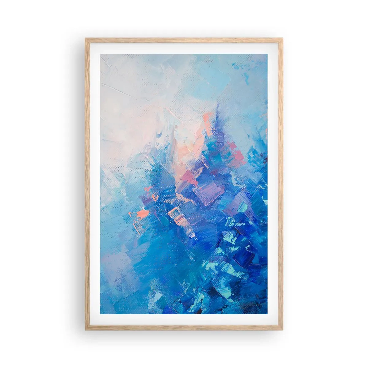 Poster în ramă de stejar deschis - Abstracție de iarnă - 61x91 cm