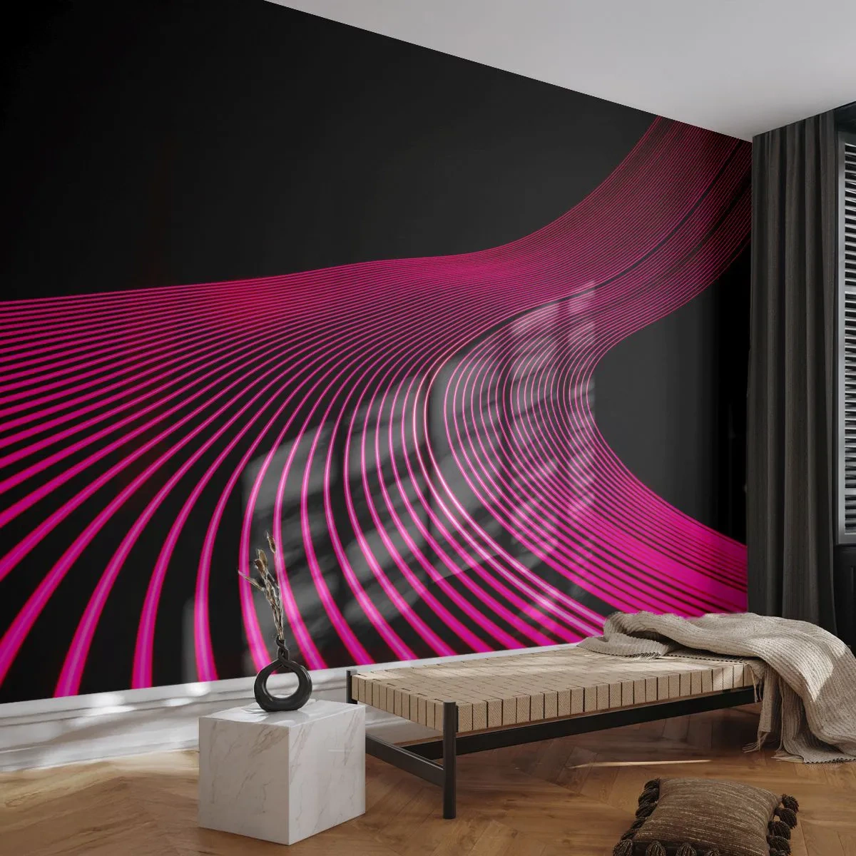 Tapet Premium Sand - Bulevardul de lumină - Linii, Modern, Neon - 100x70 cm
