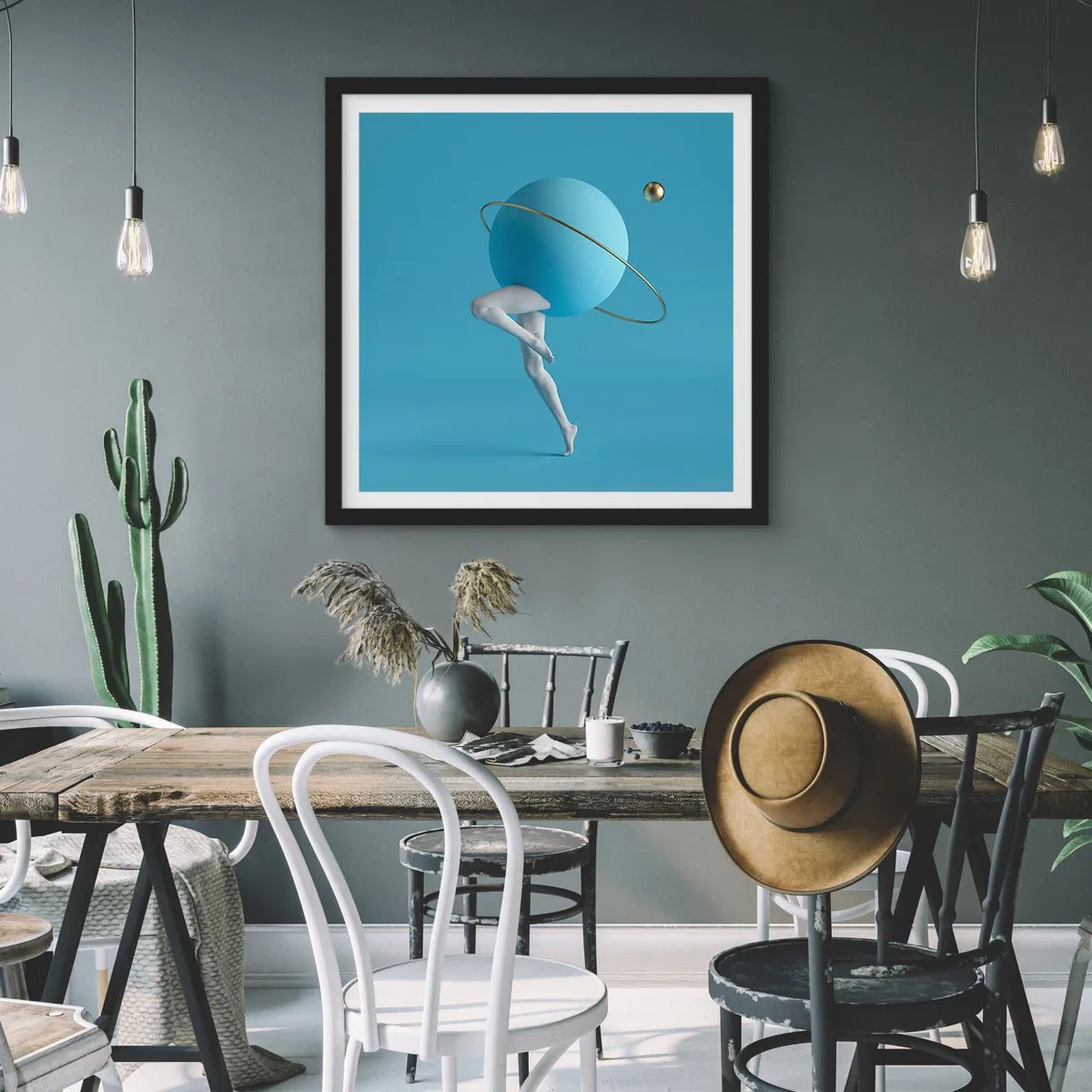 Poster în ramă neagră - Și planetele o iau razna - 60x60 cm