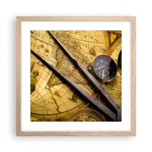 Poster în ramă de stejar deschis - Unde sunt aceste comori? - 40x40 cm