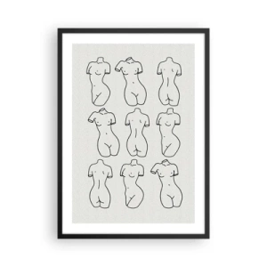 Poster în ramă neagră - O ilustrație minimalistă a siluetelor feminine cu contururi negre. - 50x70cm - Doar Venus - Decorațiune modernă pentru perete pentru living și dormitor ARTTOR