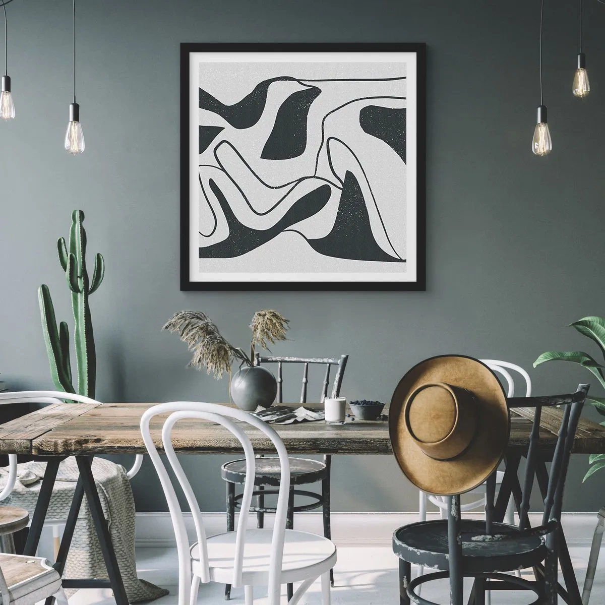 Poster în ramă neagră - Distracție abstractă în labirint - 50x50 cm